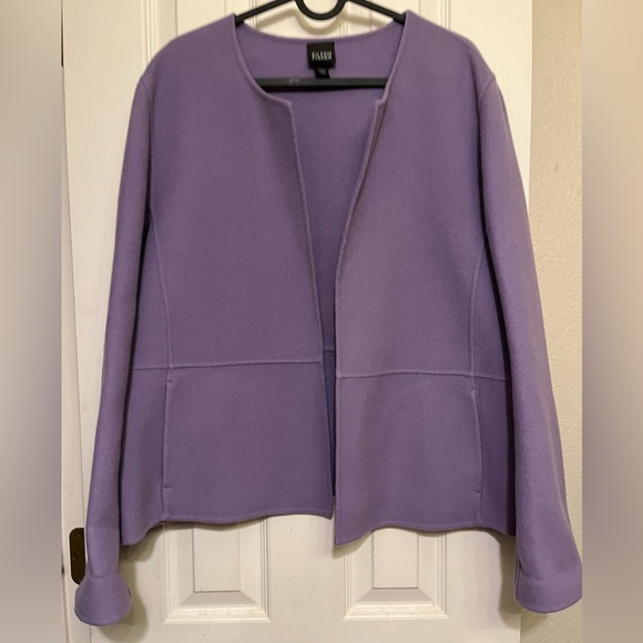 Eileen Fisher Jackets & Blazers - Eileen Fisher Open Cardigan Virgin Wool Felted Cashmere Blend Lavender Large